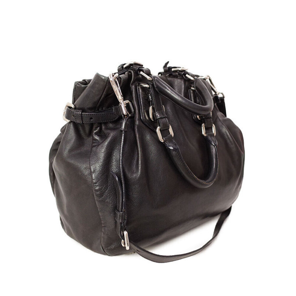 Prada rolled black tote Shoulder Nero leather leather bag handles